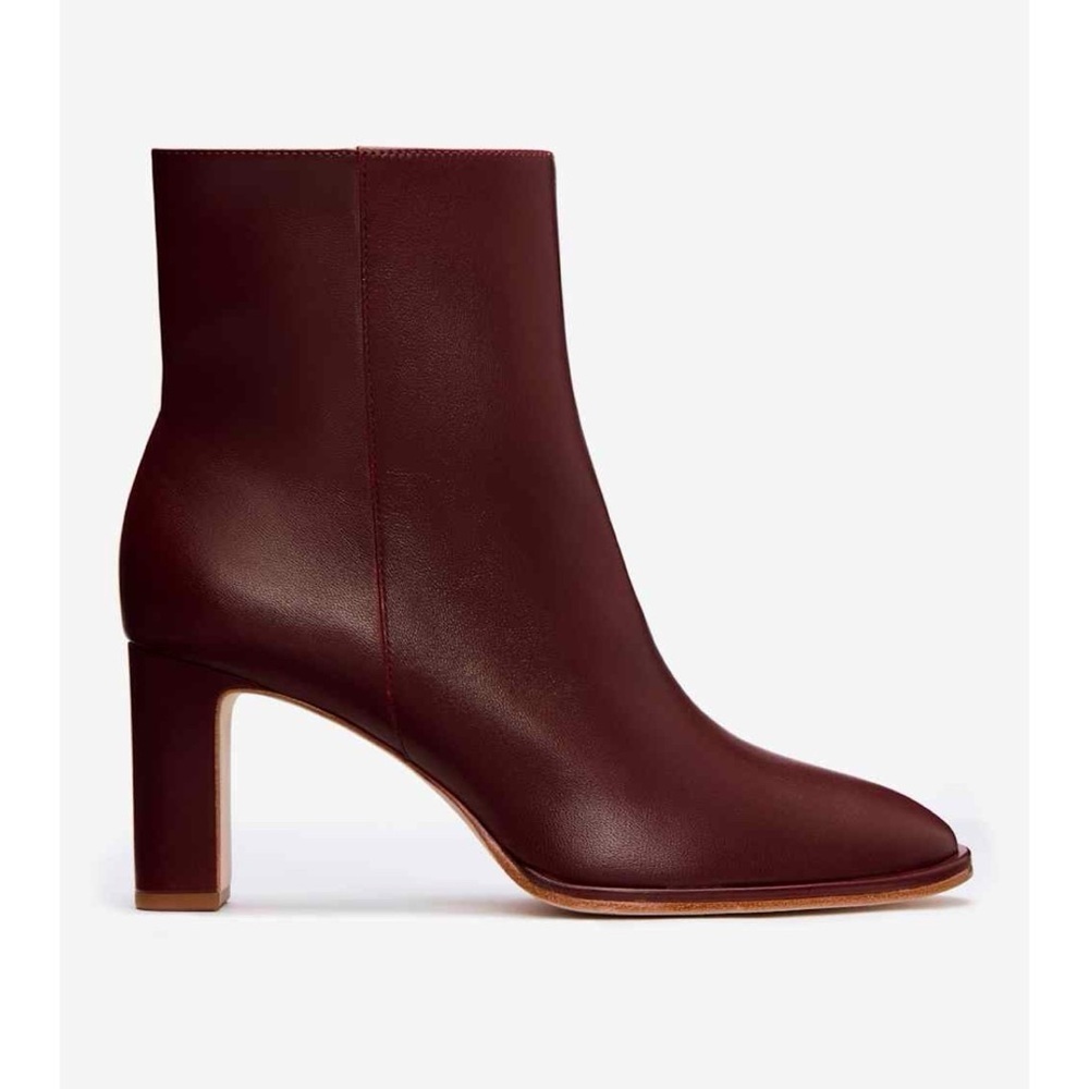 New Reformation Gillian Leather Ankle Boots Ruby Red 8.5